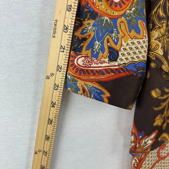 CHICO'S WOMEN'S PAISLEY PRINT ASYMMETRICAL LACE-UP TUNIC BLOUSE MULTICOLOR 1/M 8 - Picture 9 of 10